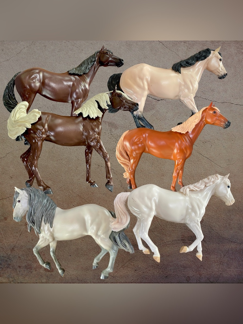 HERD of Breyer Reeves Lot Of 6 Horses -5 Dolgen 1 PMDG- Avg 7”x8”